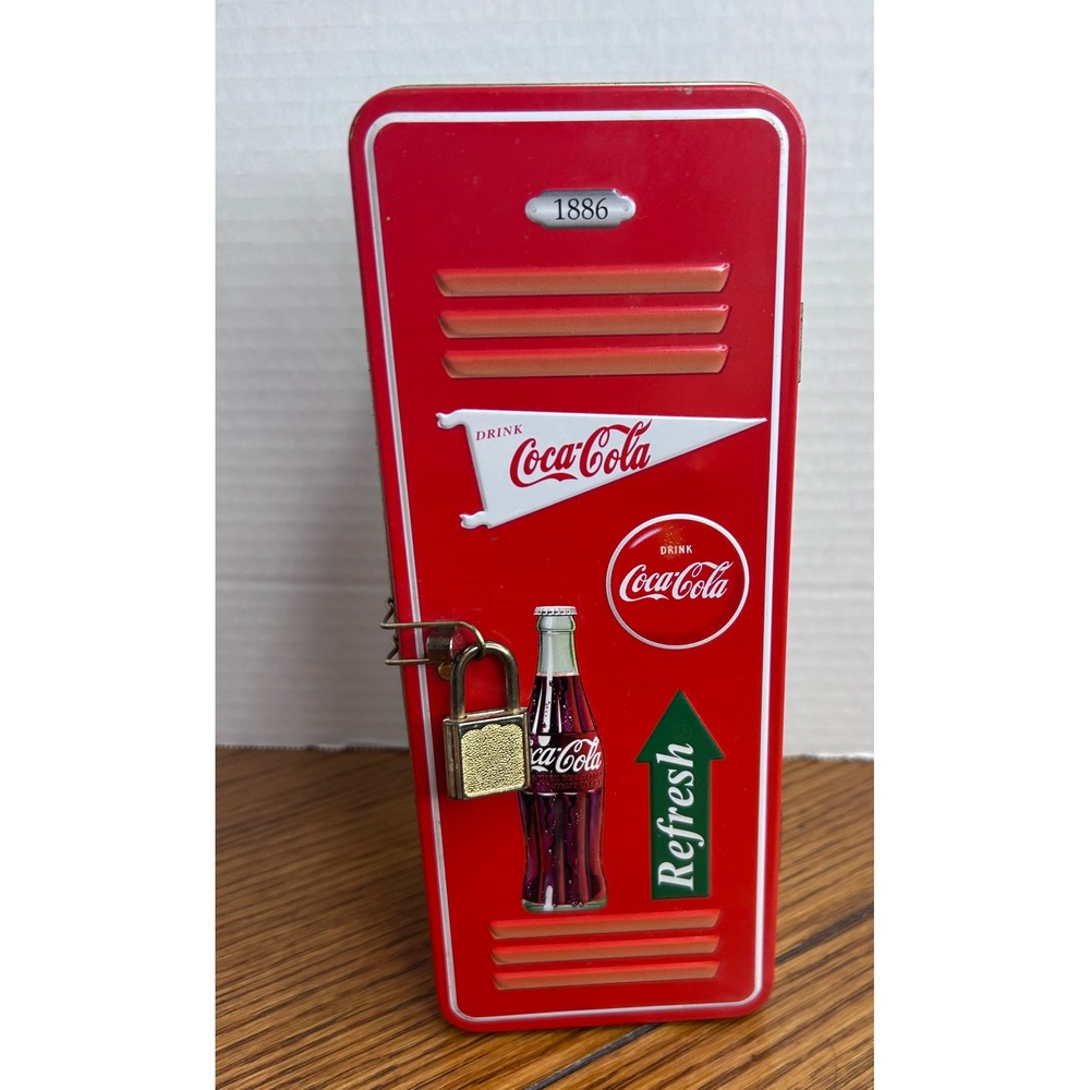 Coca-Cola Vintage Style Locker Tin Red White Collectible with Padlock WX5-6613D